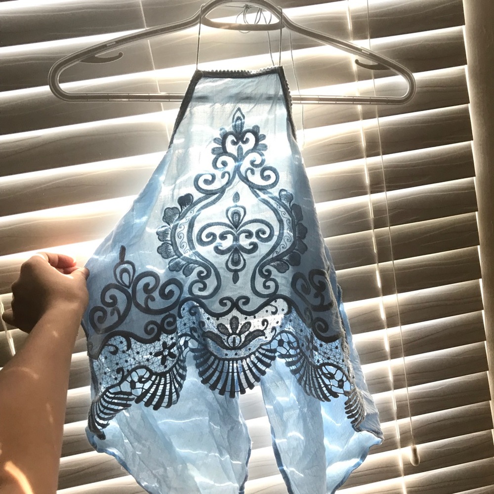 Baby blue halter festival crop top